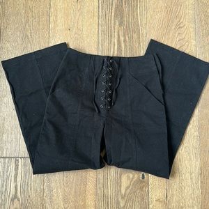 Black cropped wide leg jeans